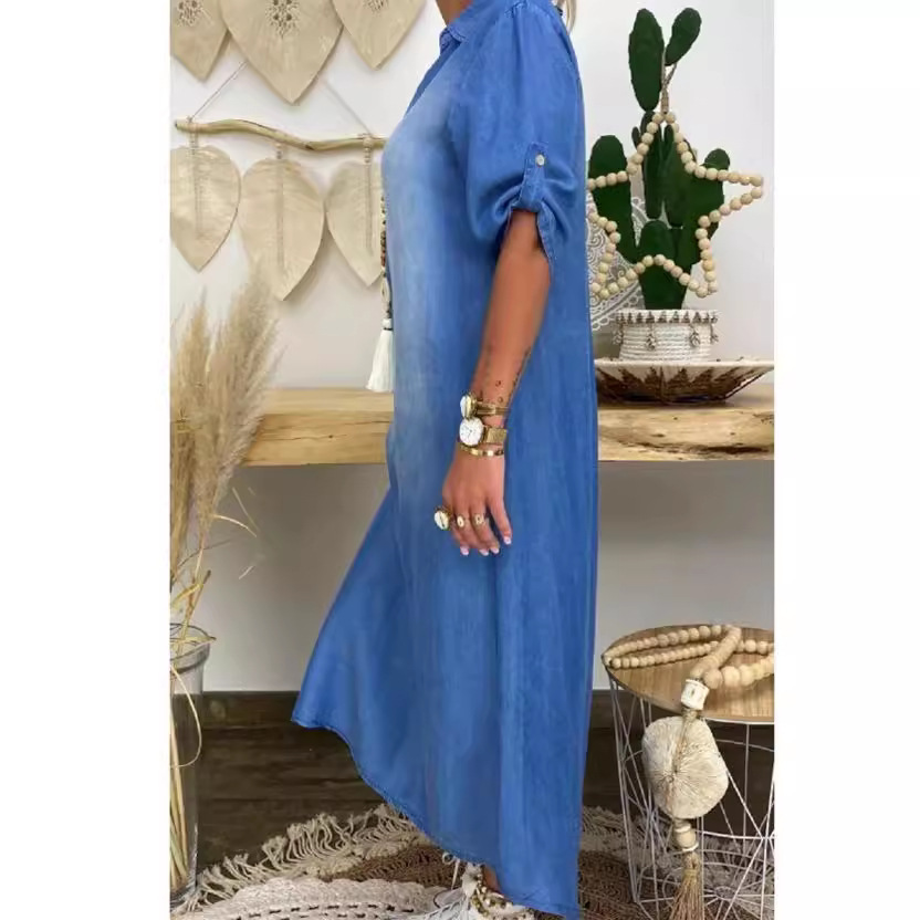 Loose Women's Denim Dress Wash - Cycling Commute Outfit ulasan dan harga